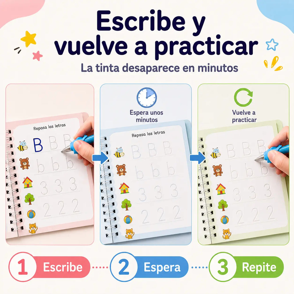 Set De 4 De Libros Magicos Caligrafia reutilizable™